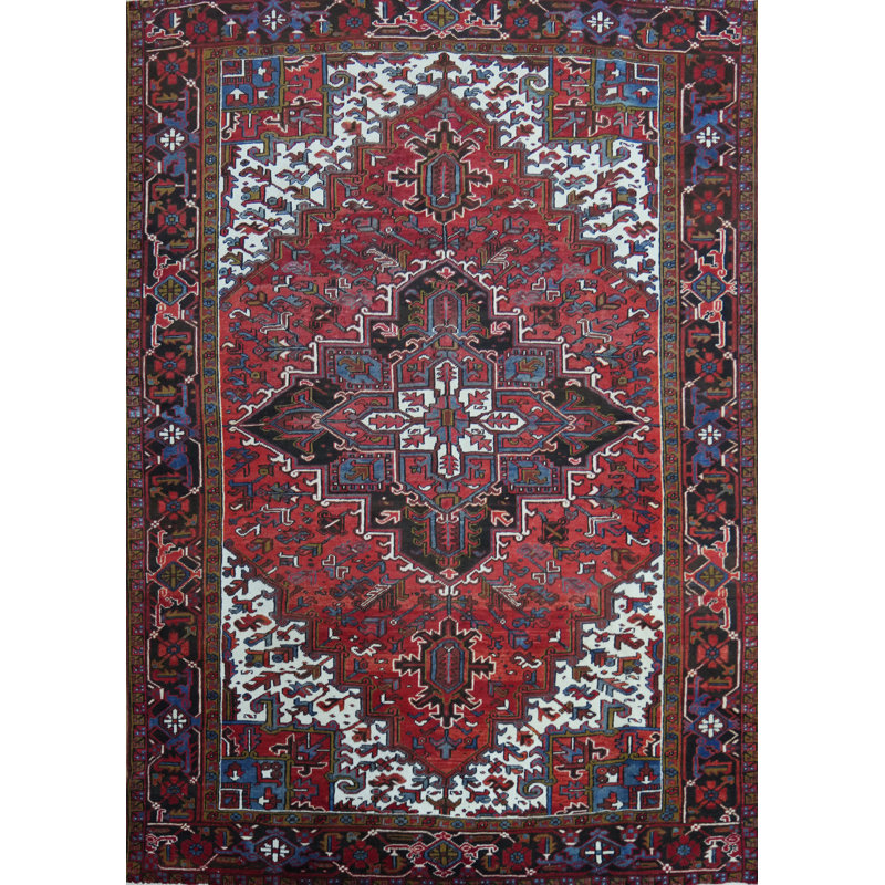 Tapis traditionnel en laine à motif géométrique 7 x 9