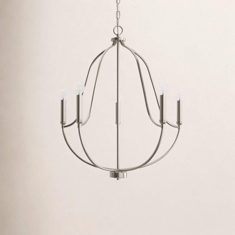 Kanda 5-Light Chandelier, Nickel brossé