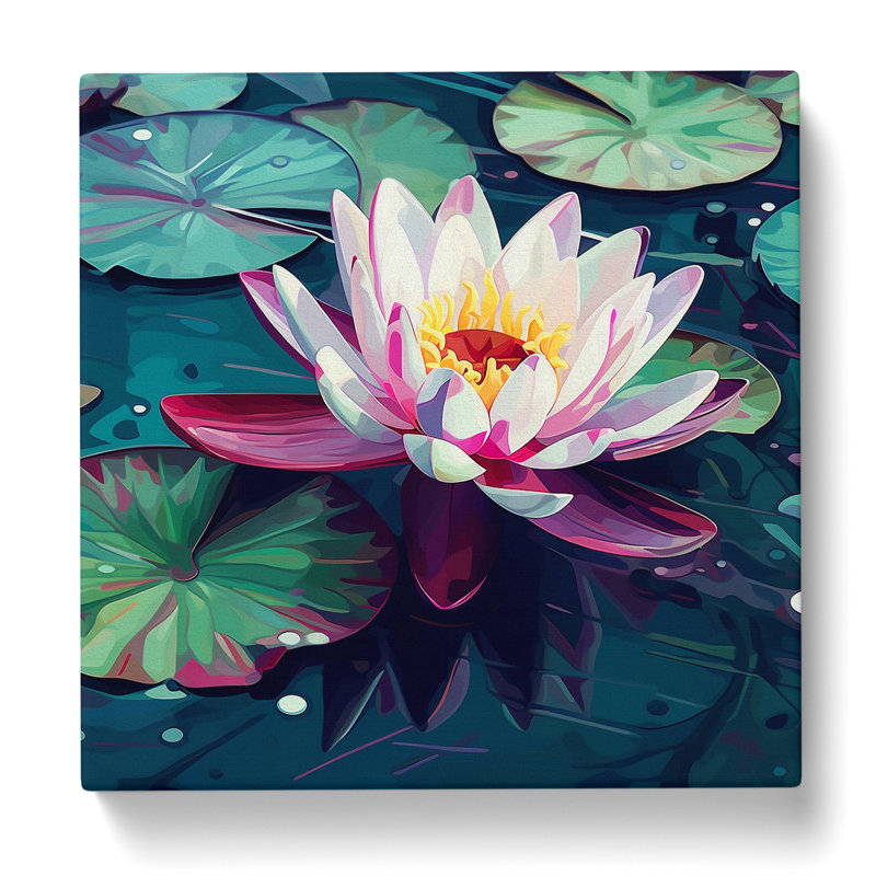 Water Lily Flower Constructivism No.2 - Wrapped Canvas