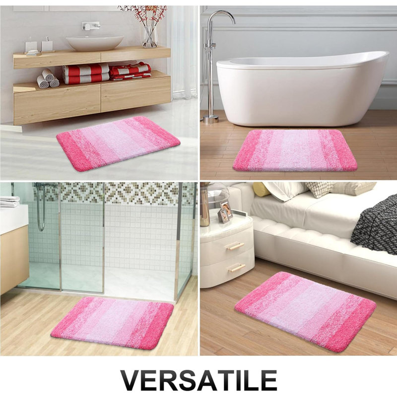 Rosley Microfiber / Microsuede Non-Slip Bath Rug, Pink