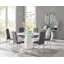 Edzard Statement Pedestal Round Dining Table Set & 6 Luxury Velvet Dining Chairs-90654946-90654938