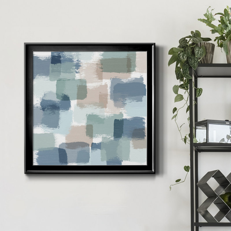 Distant Tides - Peinture sur toile encadrée, Toile avec cadre noir, H 34,5 po x l 34,5 po x P 1,5 po
