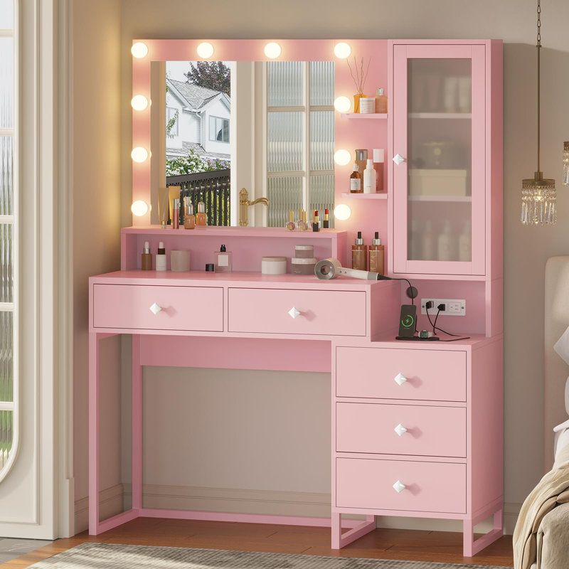 Dufault Single Bathroom Vanity, Pink/Pink
