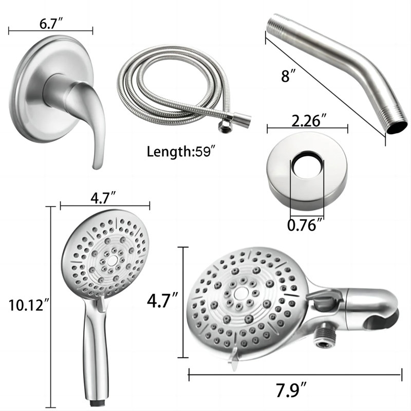 Massage/Jet Handheld Shower Head 1.8 GPM GPM, Nickel Brushed