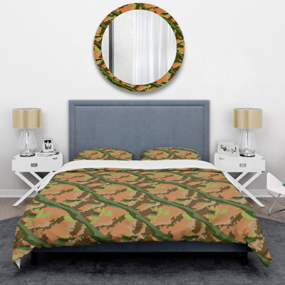 Orange Shade Camouflage Polyester Camouflage Duvet Cover