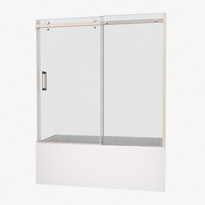 Porte de douche coulissante pour baignoire avec verre trempé épais