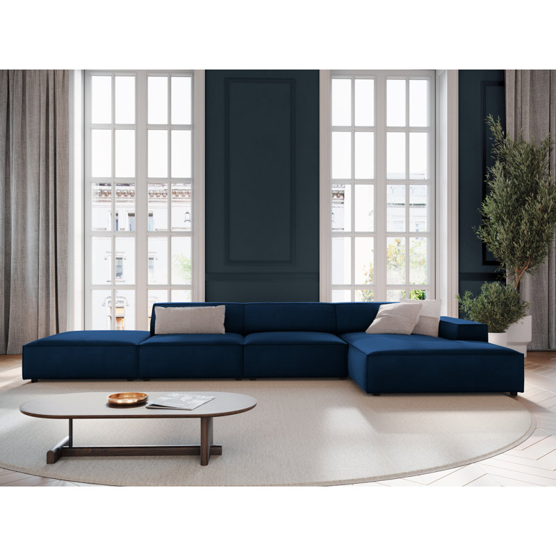 Jodie 5 Seater Corner Sofa, Blue, Right Hand Facing