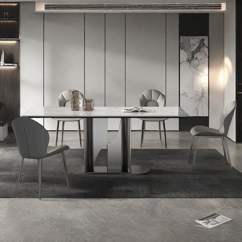 Italian luxury modern rectangular dining table set, 29.92"H x 63"L x 31.5"W