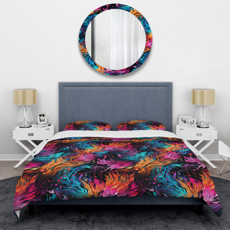 Ensemble de housse de couette Futuristic Striped Fusion, Housse de couette pour grand lit et 2 taies décor