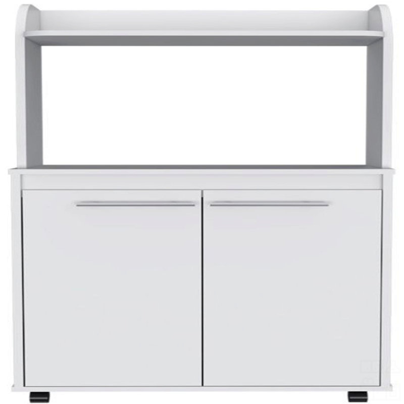 Kitchen Kart, Double Door Cabinet, One Open Shelf, Two Interior Shelves