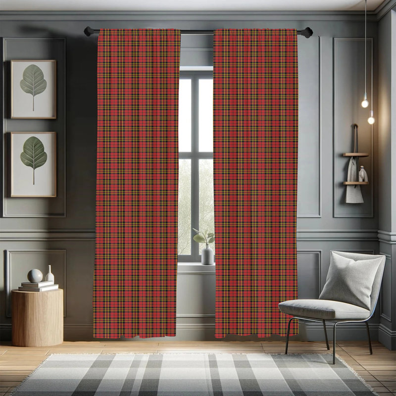 Checkered Semi-Sheer Rod Pocket Curtain Panels, 28" x 95"