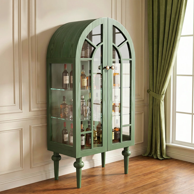 Modern Green Solid Wood Accent Cabinet