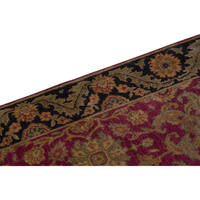 Tapis rouge / noir / orange noué à la main de haute qualité