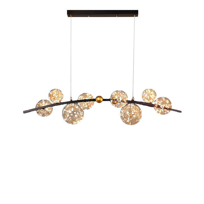 Modern Minimalist Style Restaurant or Bar Chandelier, Gold and black, two colour options, 12.6" H x 43.31" W x 9.45" D