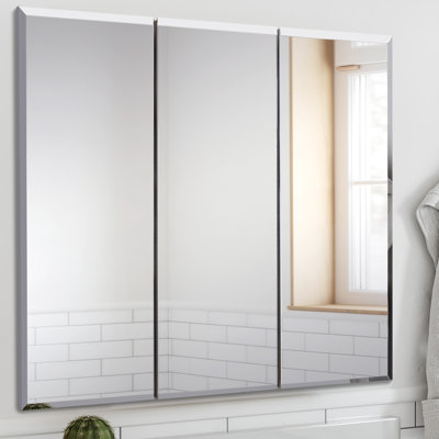 Bathroom Medicine Cabinet, Wall Mounted, Mirror, Clear Gloss