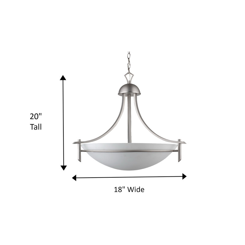 Lustre bol en acier satiné Allexis, H 20 po x l 18 po x P 18 po
