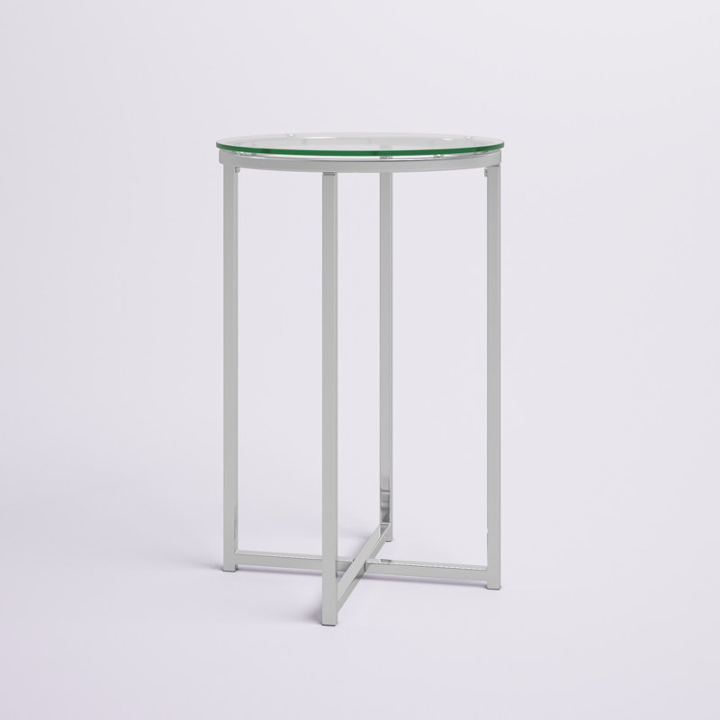 Wasser Glass Top End Table, Chrome