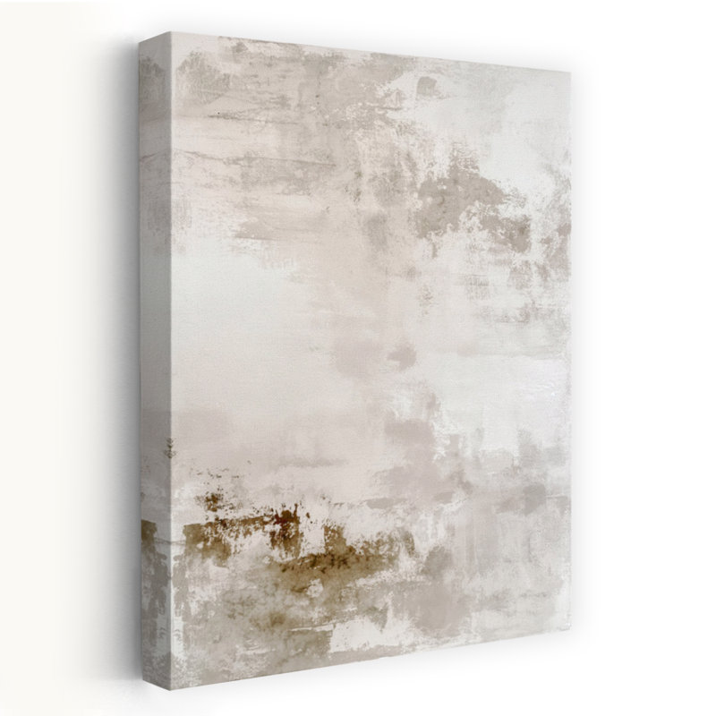 Taupe On White Abstract Abstract Contemporary Elegant Wall Art Print, 91.44cm H x 60.96cm W