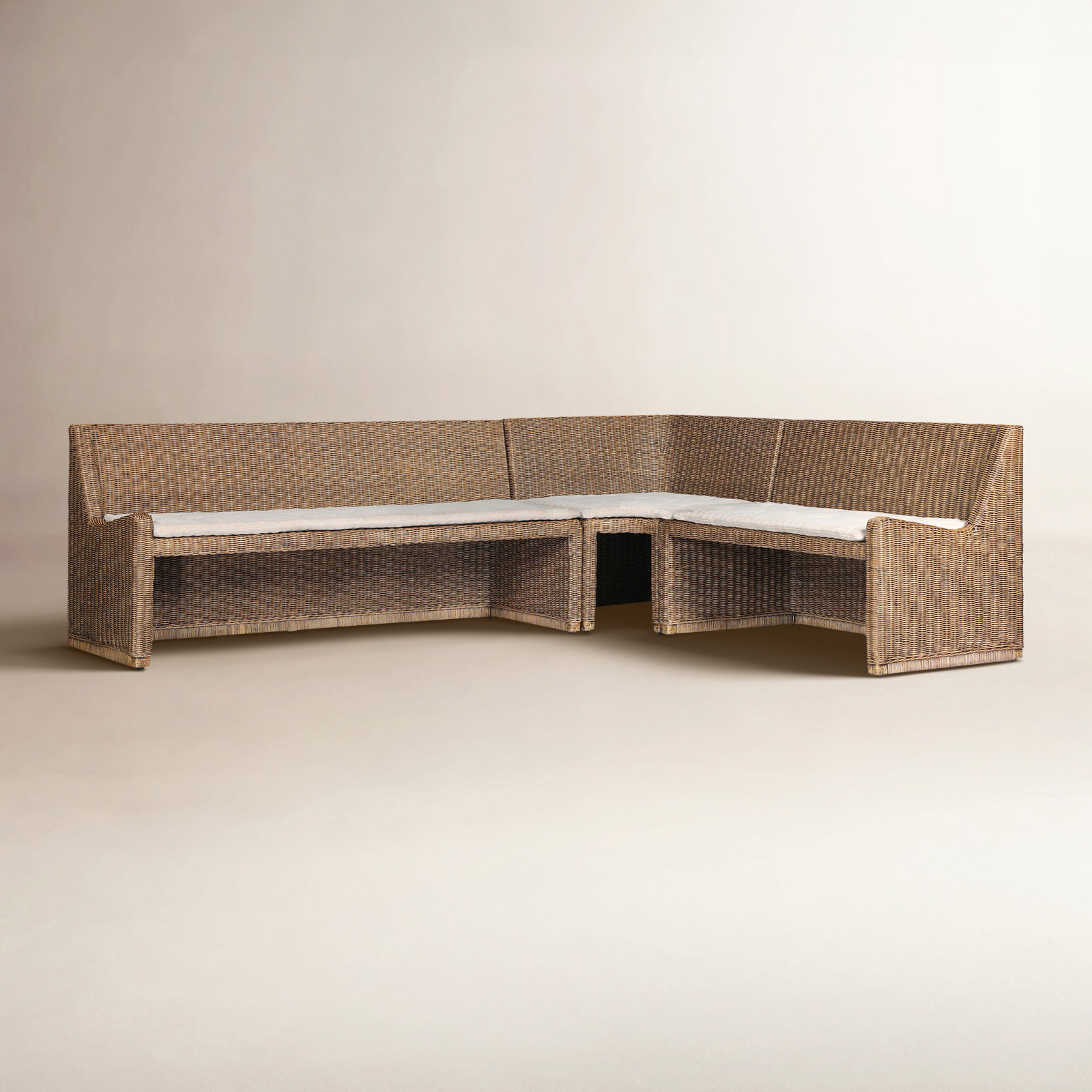Senna 83" Woven Dining Banquette, 32.5" H x 106.25" W x 83.25" D, Right Hand Facing
