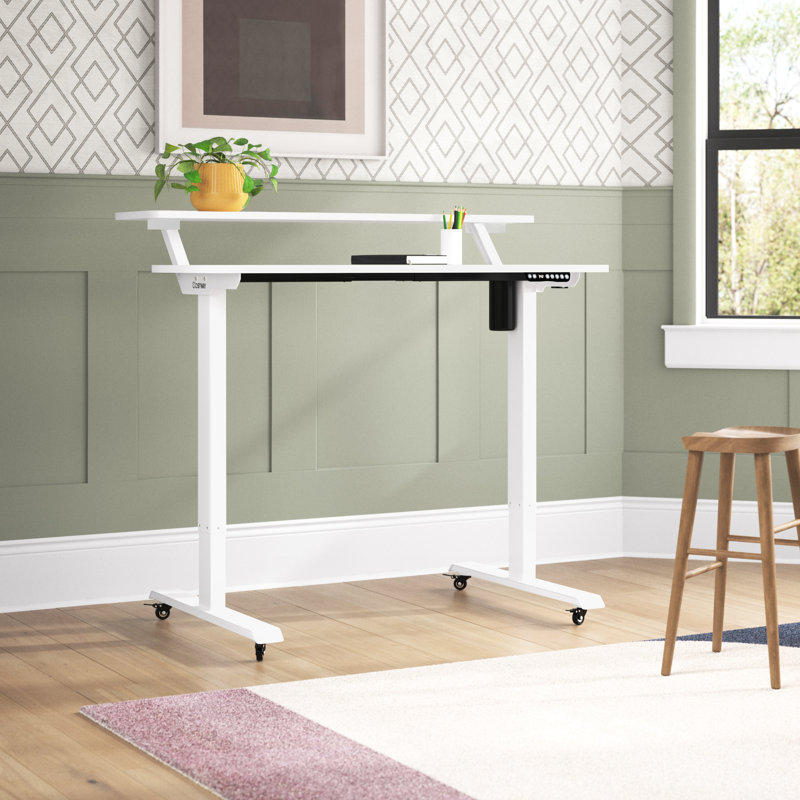 Bureau debout à hauteur ajustable Aynslie, Blanc