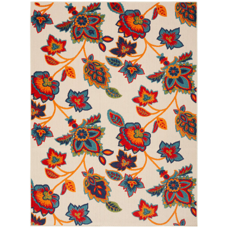 Anastasios Floral Multicolor Indoor/Outdoor Area Rug, Rectangle 7'10" x 10'6"