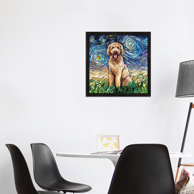 Goldendoodle Night 1 Piece Painting on Canvas
