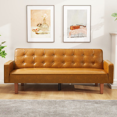 74.4" Full/Double Wide Tufted Back Convertible Sofa With Convertible Sofa Bed by Ebern Designs