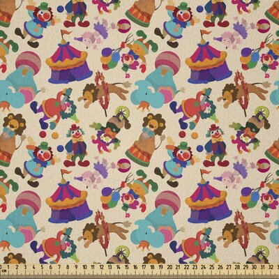 Circus Fabric By The Yard, Comic Cartoon Pattern Of Festival Carnival Elements As Tent Clown Dog Ring Ball, Microfiber Fabric For Arts And Crafts Text -  East Urban Home, D210288EB7AD4B0BBCBFB9C9423CBB5E