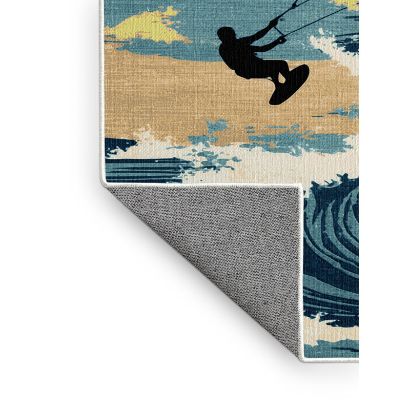  Tapis lavable pour sports de kiteboarding, Rectangle 5 pi x 7 pi