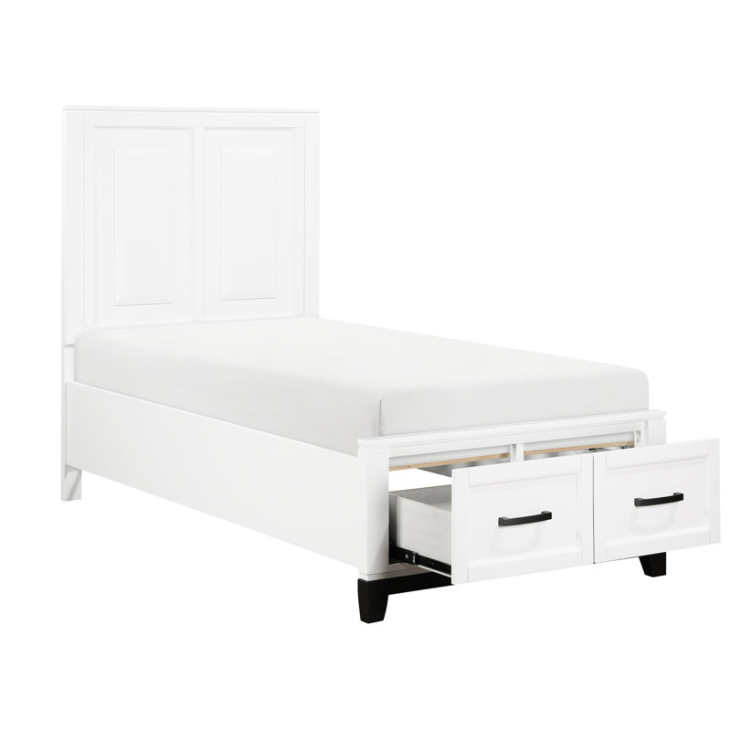 Lit plateforme simple avec rangement et rangement blanc