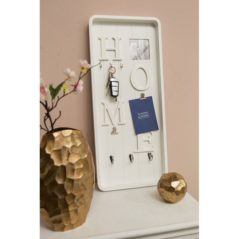 Solid Wood Wall Organizer with Key Hooks