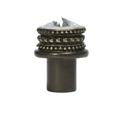 Caché medium round knob with an 18mm Swarovski Clear Crystalsin Antique Brass