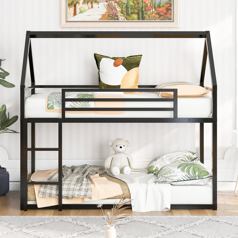 Lit superposé simple au-dessus d'une maison en noir - pratique et peu encombrante, Noir