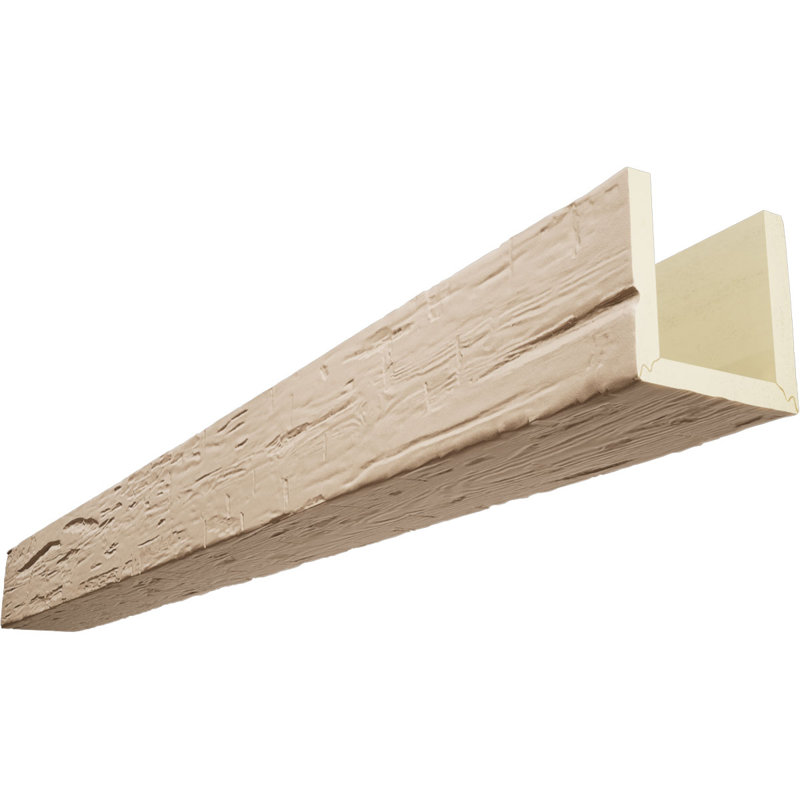 Hand Hewn Timberthane Faux Wood 3-Sided Ceiling Beam (U-beam), 4"H x 12"W, Toffee, 22'L