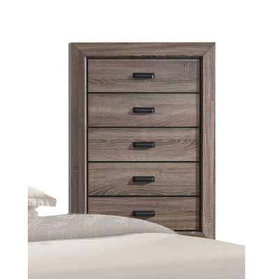 Lynnville 5-Drawer Chest in Weathered Gray Grain