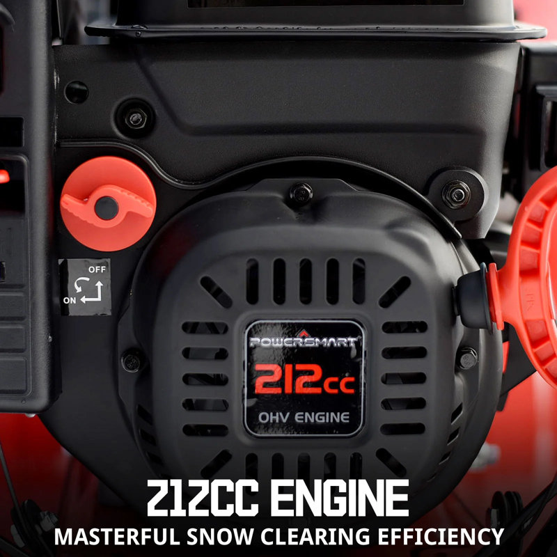 Powersmart 24-Inch Two-Stage Gas Snow Blower, 212Cc Engine, Electric Start, 20" Clearing Depth, 6 Forward & 2 Reverse Speeds, 180° Chute Rotation
