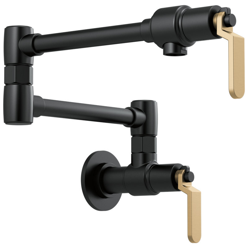 Litze® Wall Mount Pot Filler, Matte Black/Luxe Gold
