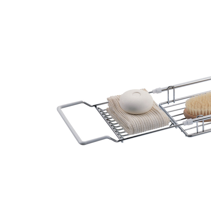 Expandable Chrome Bath Organizer Tray, Silver