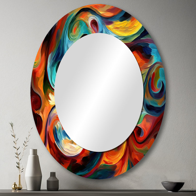 Ragbir «Exploration» de la liquidité abstraite jaune - miroir à encre liquide, miroir mural orange unique, reproduction d'art en métal