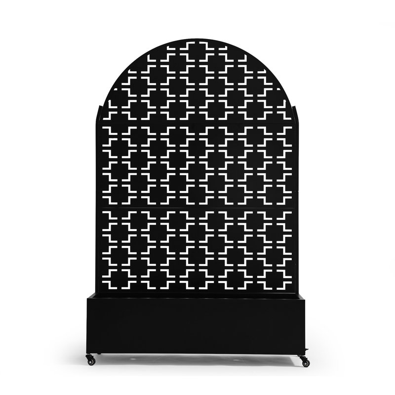Metal Planter Box with Trellis and Wheels, 70.8" H x 47.2" W x 15.7" D