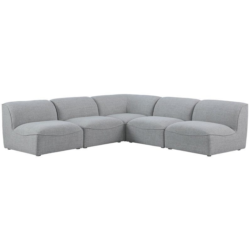 Canapé modulaire réversible Calixtro, Tissu gris texturé en lin