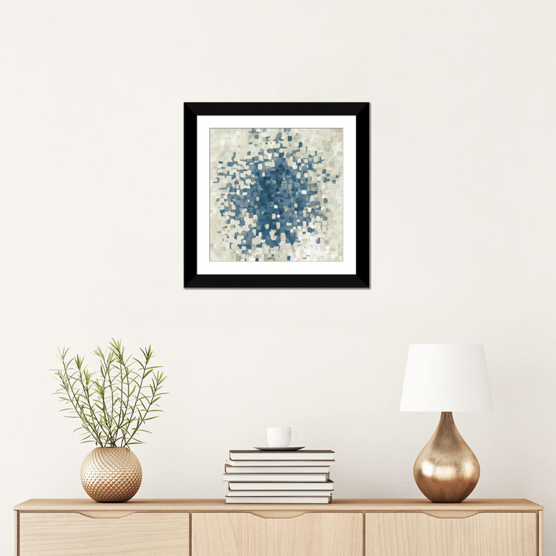 « summer blocks blue », impression sur toile, H 24 po x l 24 po x P 1 po, Papier d'art encadré noir, Blanc