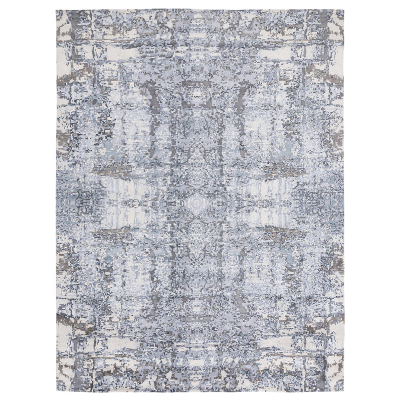 Lavender Hand-Knotted Wool Silk 6' x 9' Rug