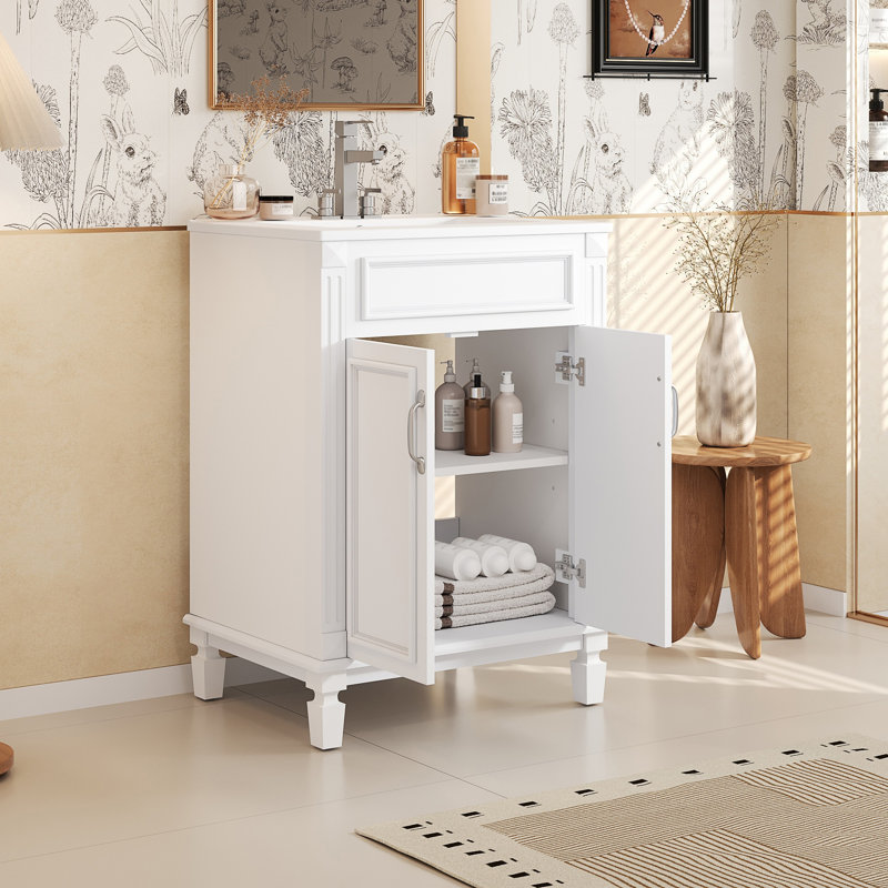 Meuble-lavabo 24 po avec lavabo supérieur, Blanc