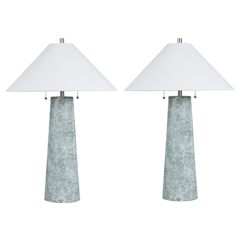 31.5" Glass Table Lamp With White Shade