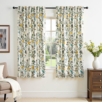  Luxury Velvet Fancy Hummingbird Blackout Curtain. Rod Pocket Back Tab Thermal Insulated Room Darkening Drapes（set of 2）