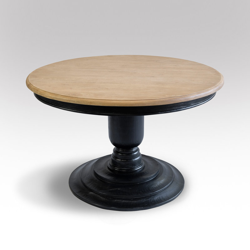 Attah Mahogany Round Solid Wood Dining Table, Light Rustic Medium Brown, Light Rustic Medium Brown