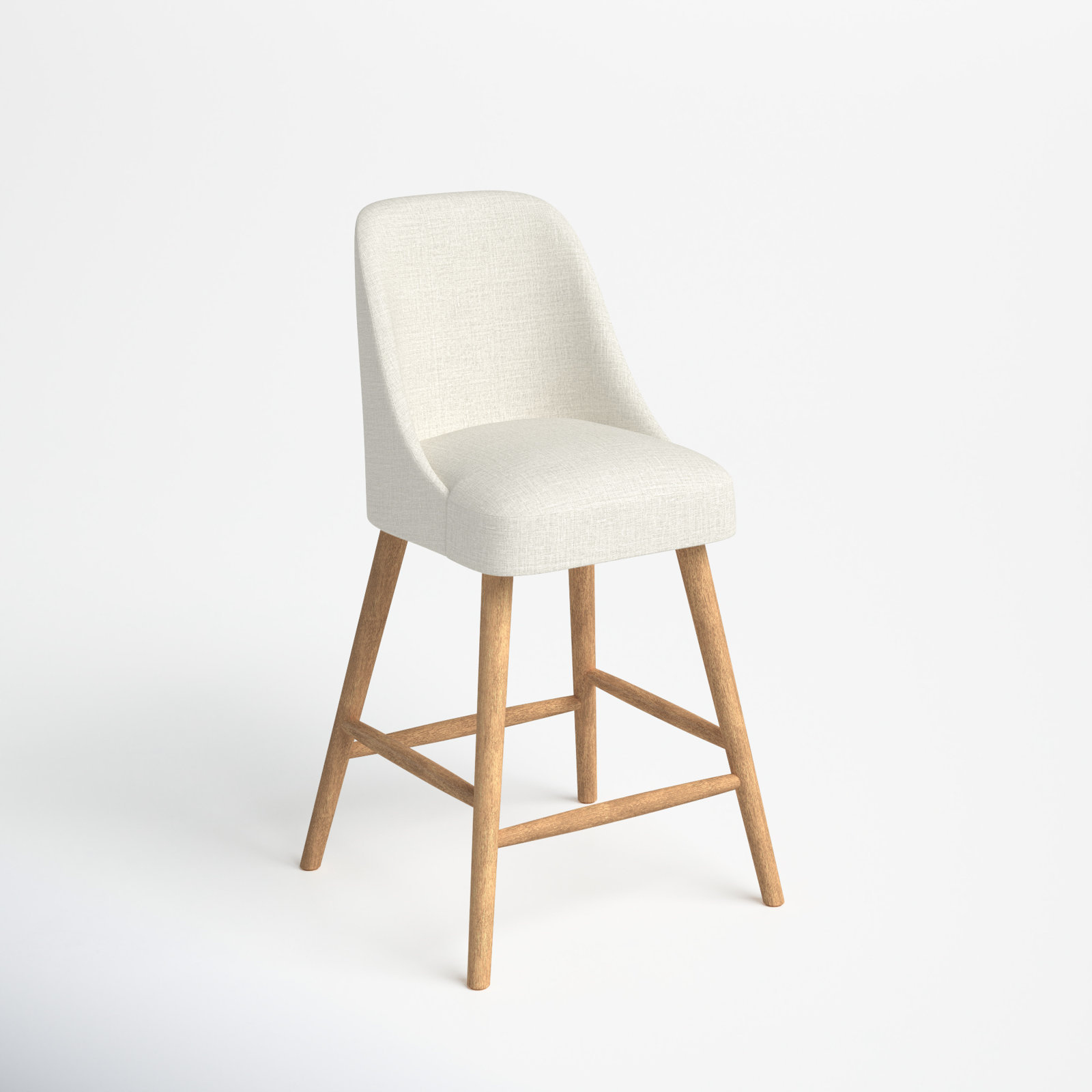 Gallie Bar and Counter Stool, Natural Wood, Counter Stool (27" Seat Height), Classic Talc Linen