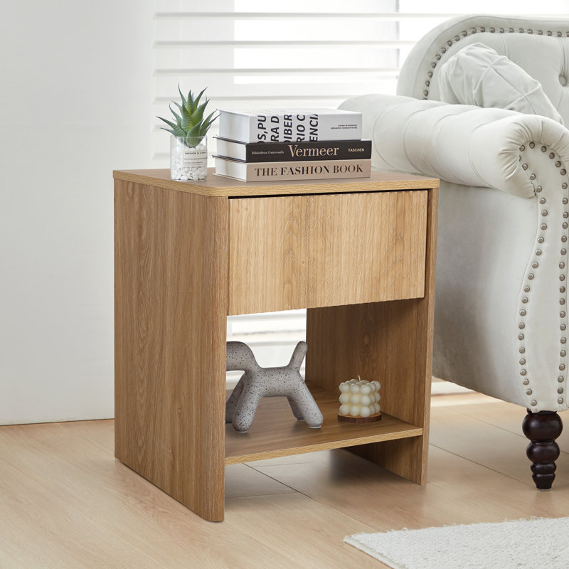Table de bout avec rangement Tautiana, Naturel