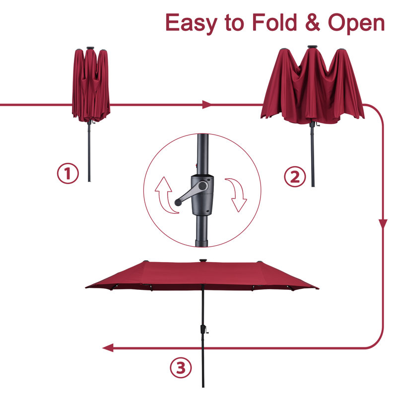 Parasol de marché rectangulaire 13 pi Hopkinton, Rouge